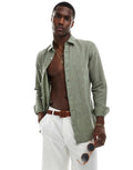 ONLY & SONS Original Men linen mix long sleeve shirt in green
