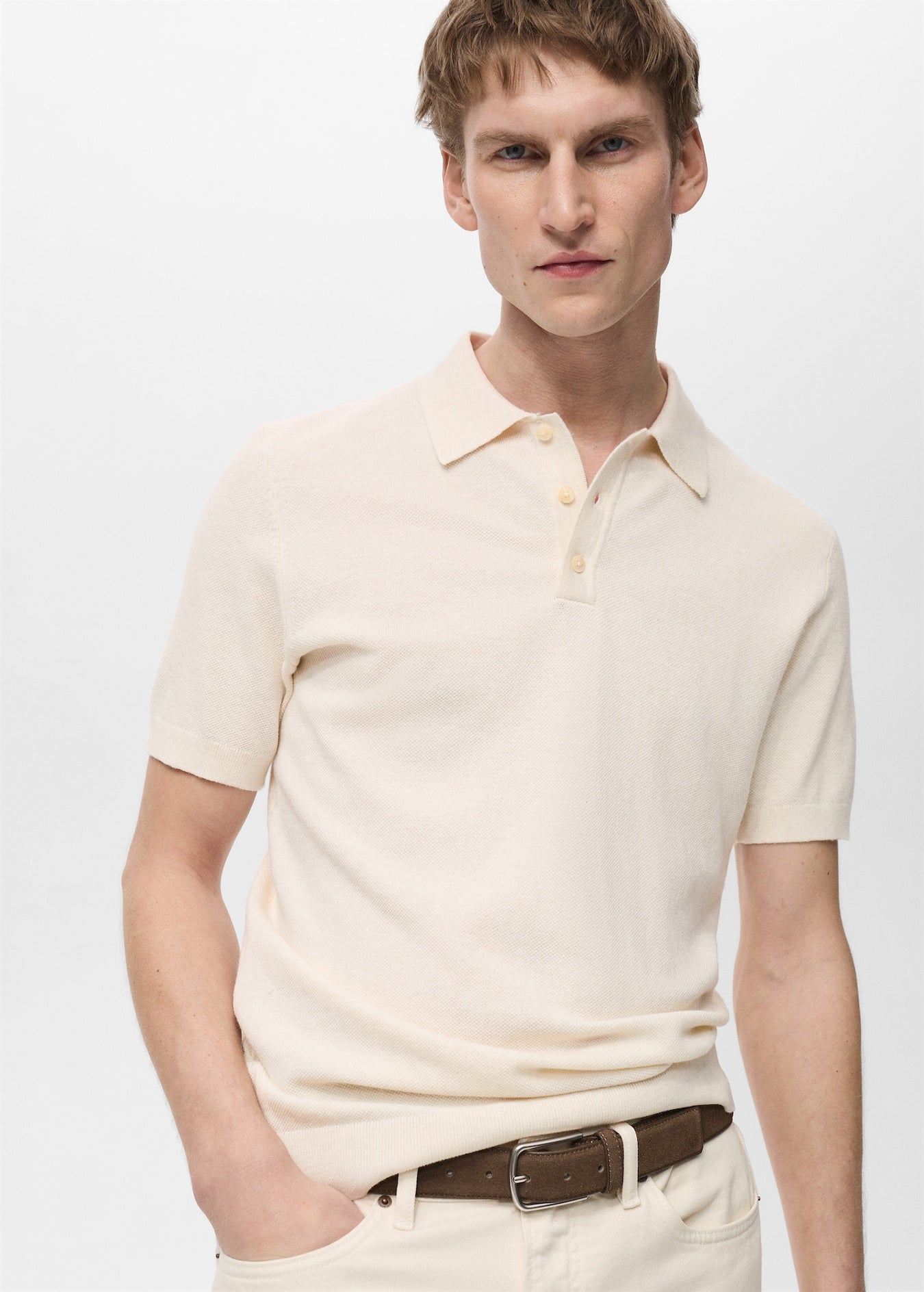 Mango Original Men RIBBED KNIT Polo-SHIRT 87065932