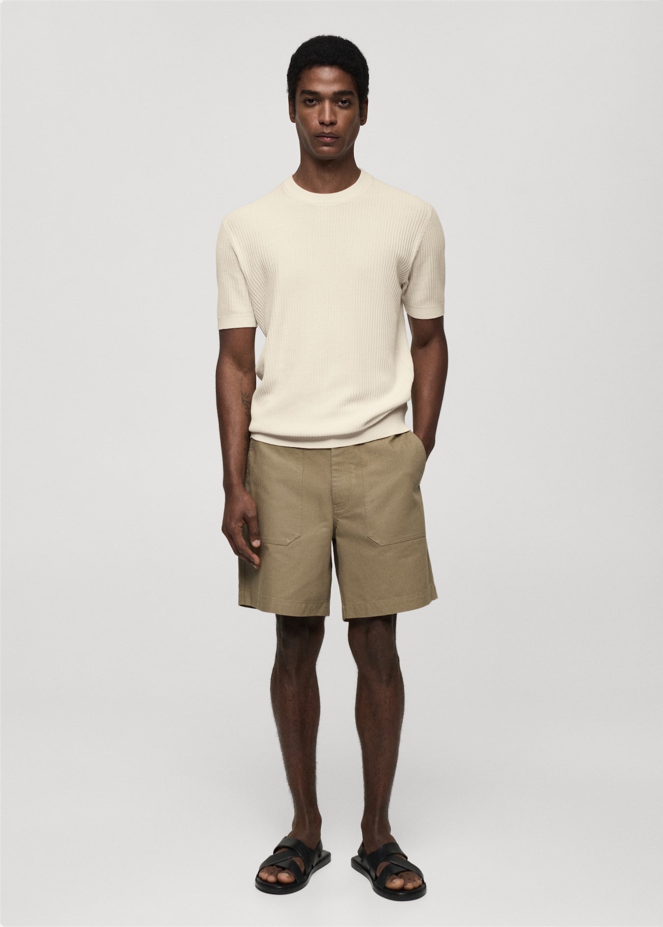 Mango Original Men RIBBED KNIT T-SHIRT 77060584