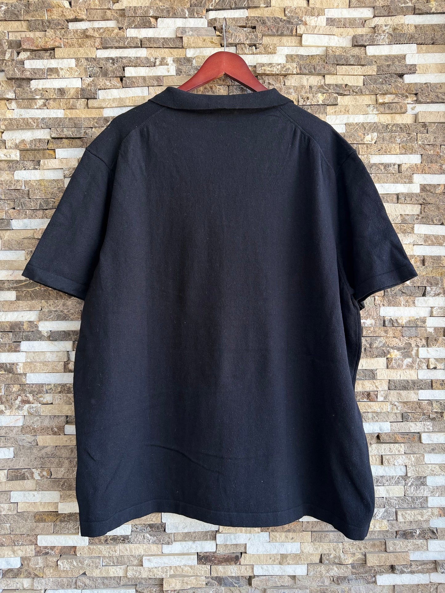 Mango Original Men RIBBED KNIT Polo-SHIRT in Black