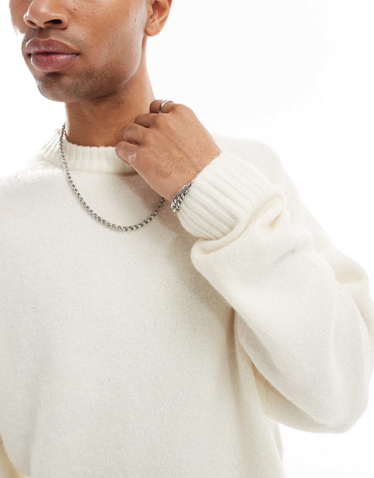 Jack & Jones Original Men fluffy crew neck sweater - Cream