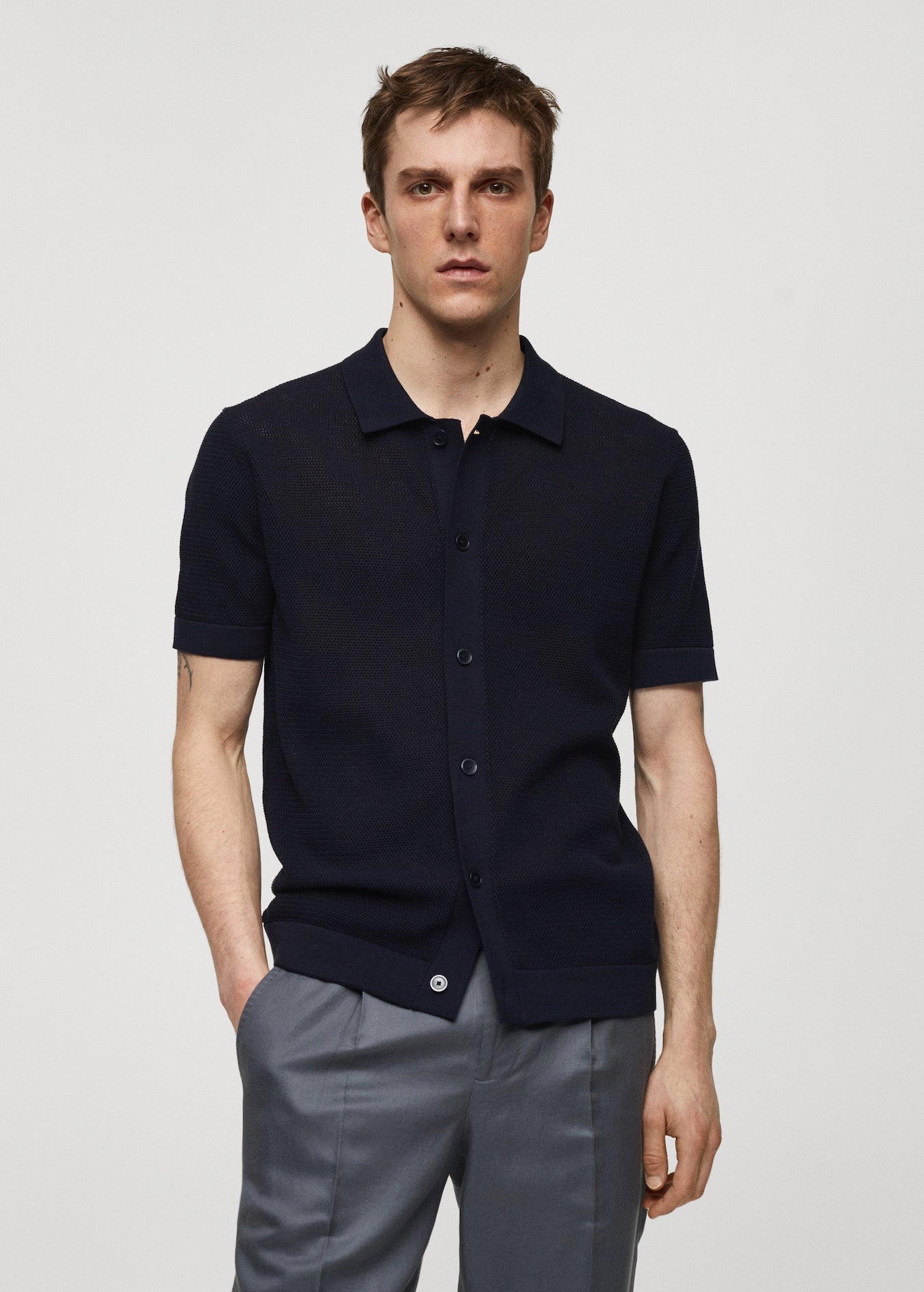 Mango Original Men RIBBED KNIT Polo-SHIRT 67099220
