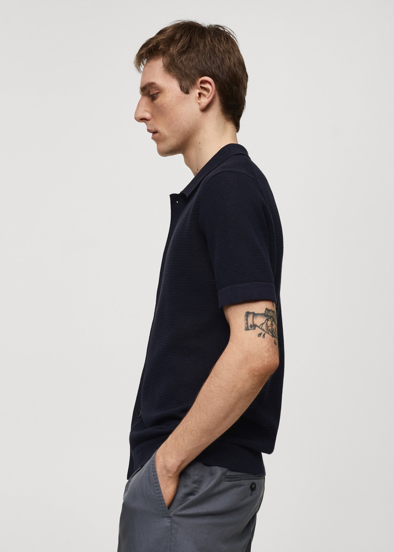 Mango Original Men RIBBED KNIT Polo-SHIRT 67099220