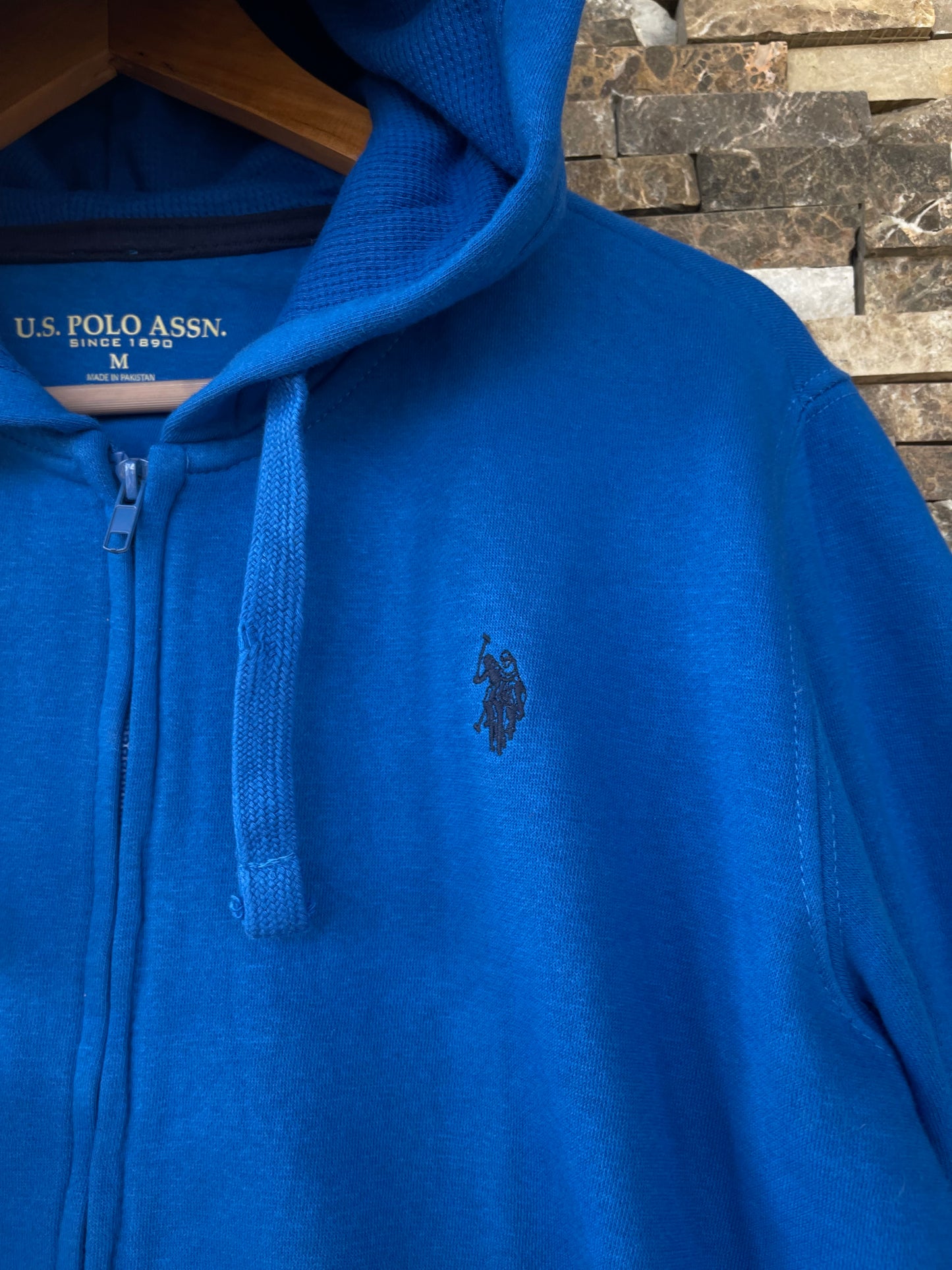 US Polo Assn Original Men Zip-Up Hoodie in Blue
