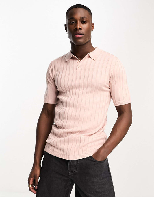 Mango Original Men RIBBED KNIT Polo-SHIRT Slim Fit