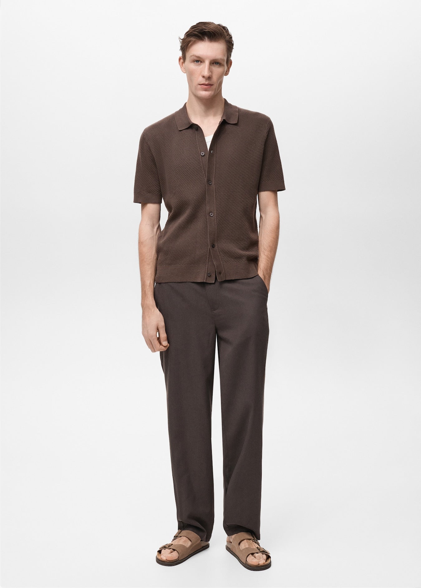 Mango Original Men RIBBED KNIT Polo-SHIRT 87077897