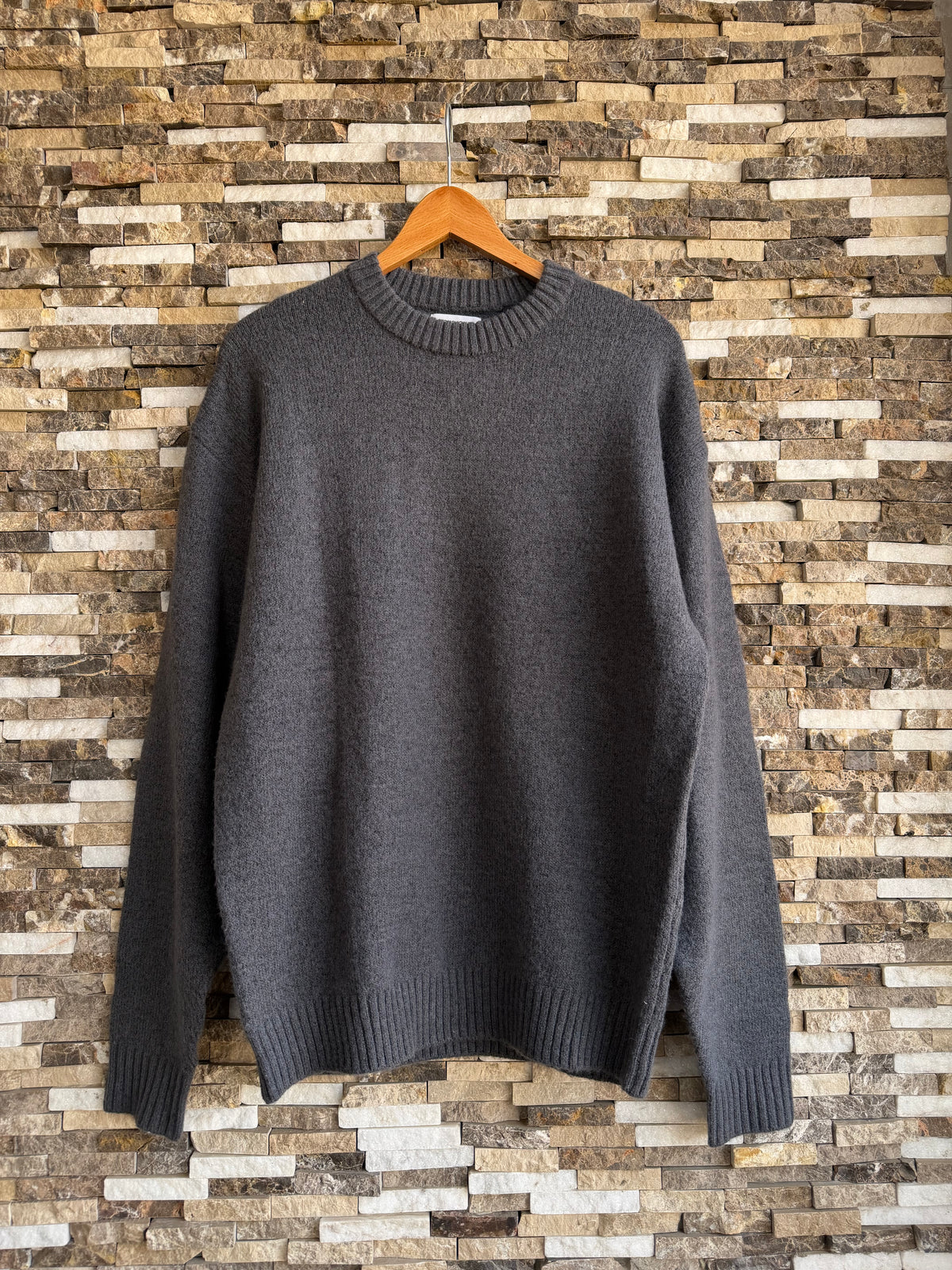 Jack & Jones Original Men fluffy crew neck sweater - Dark Grey