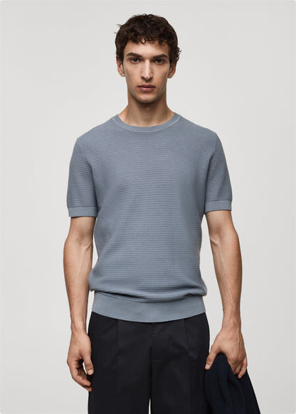 Mango Original Men RIBBED KNIT T-SHIRT 77032538