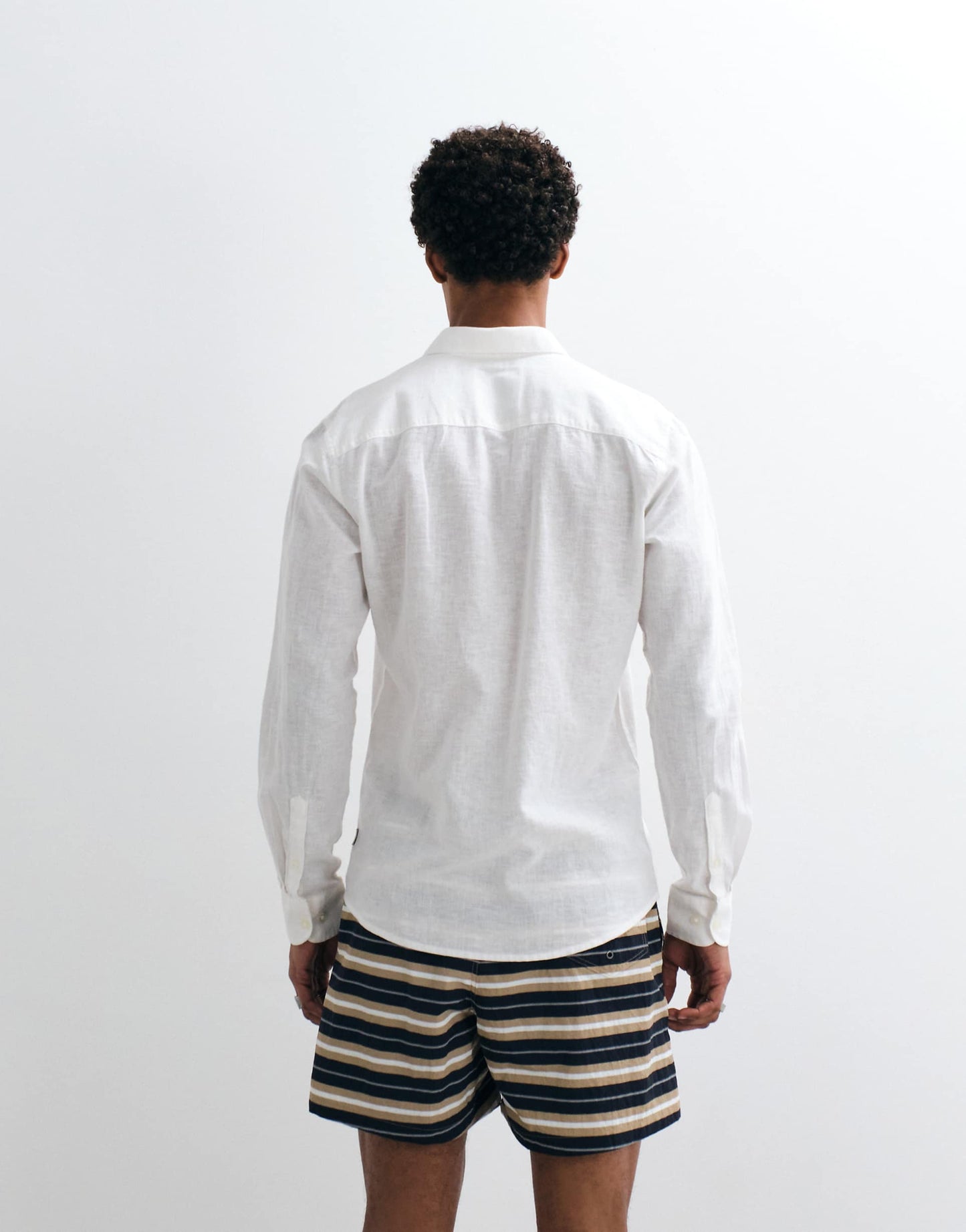 ONLY & SONS Original Men linen mix long sleeve shirt in White/
