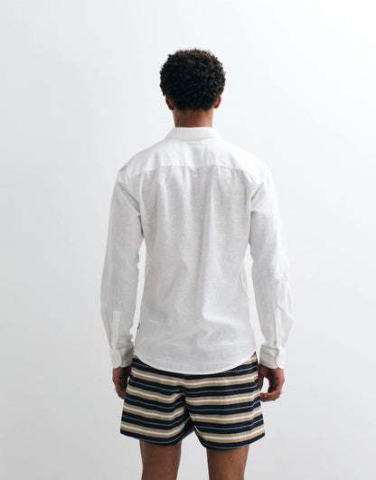 ONLY & SONS Original Men linen mix long sleeve shirt in White/