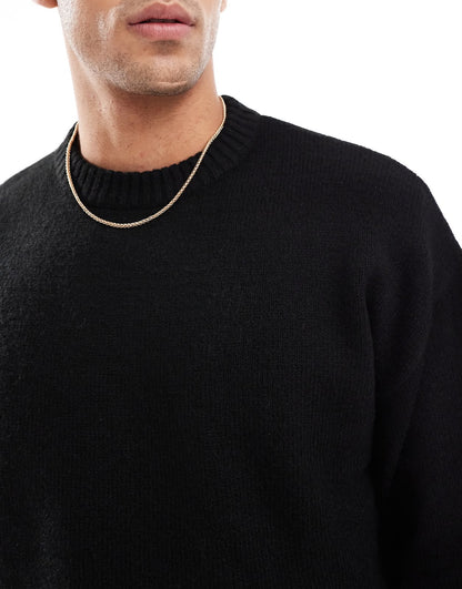 Jack & Jones Original Men fluffy crew neck sweater - Black