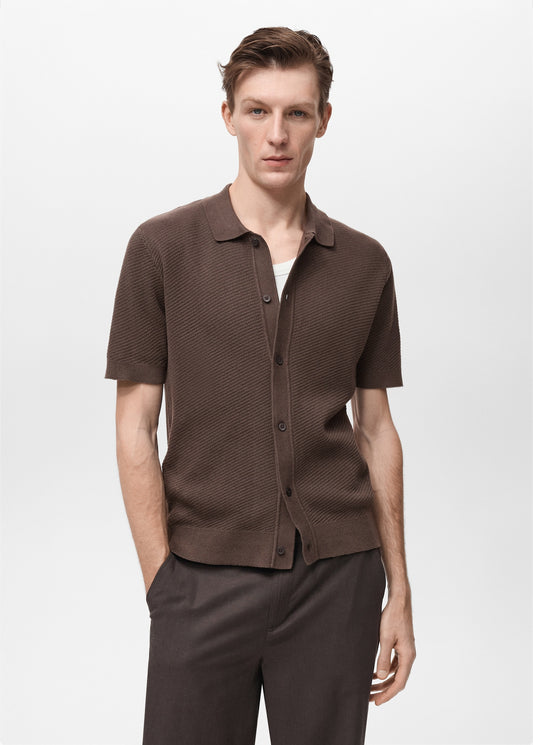 Mango Original Men RIBBED KNIT Polo-SHIRT 87077897