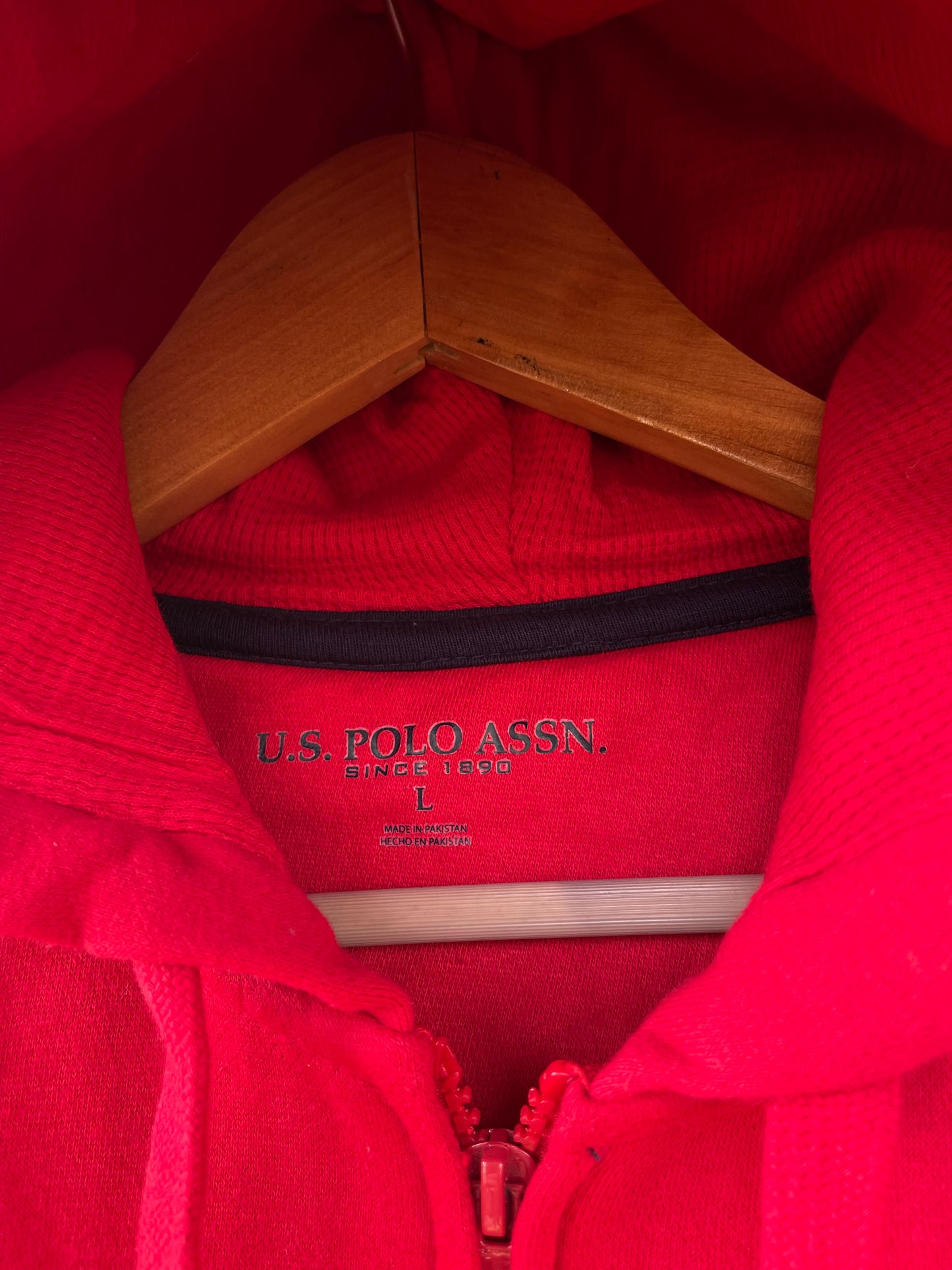 US Polo Assn Original Men Zip-Up Hoodie in Red