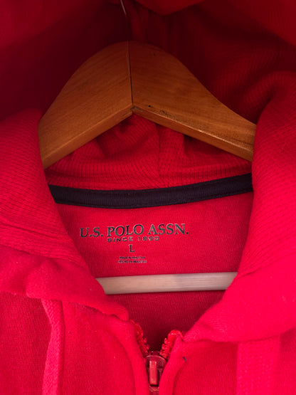 US Polo Assn Original Men Zip-Up Hoodie in Red