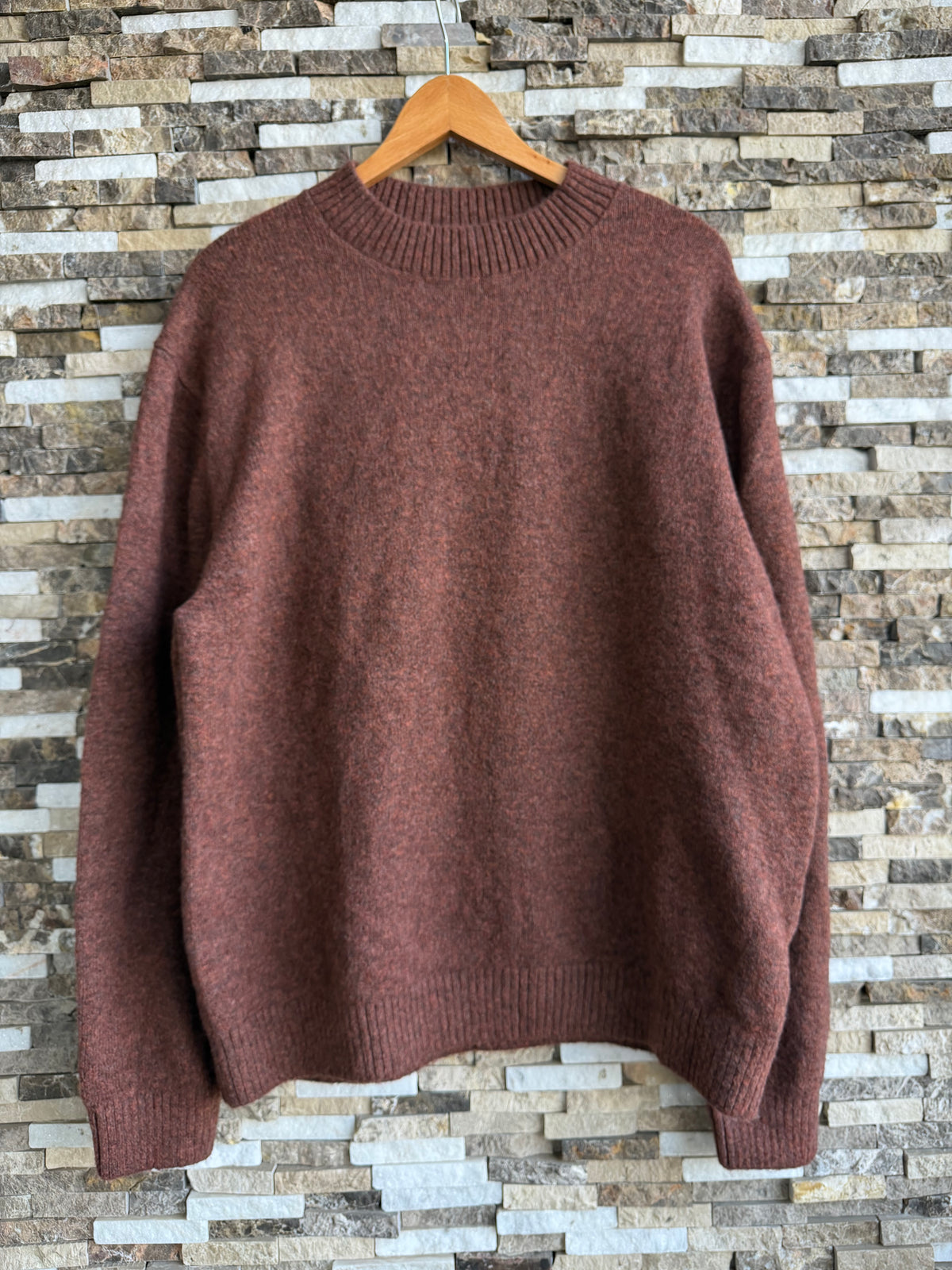 Jack & Jones Original Men fluffy crew neck sweater - Rust