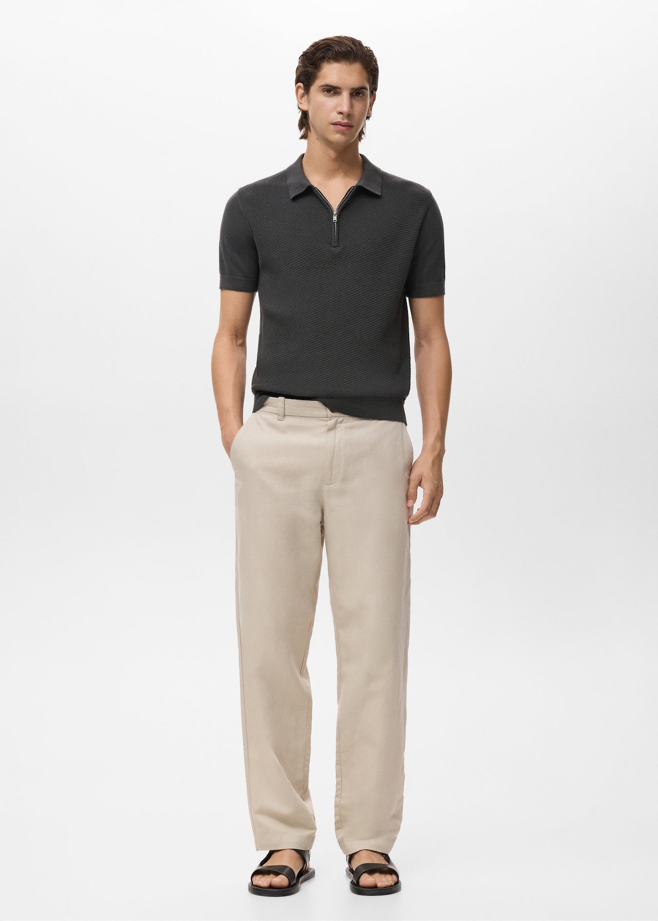 Mango Original Men RIBBED KNIT Polo-SHIRT 87037899