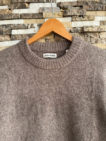 Jack & Jones Original Men fluffy crew neck sweater - Taupe