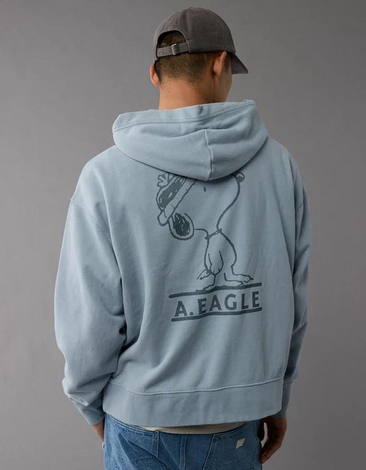 American Eagle Original Men Snoopy Back Graphic Hoodie