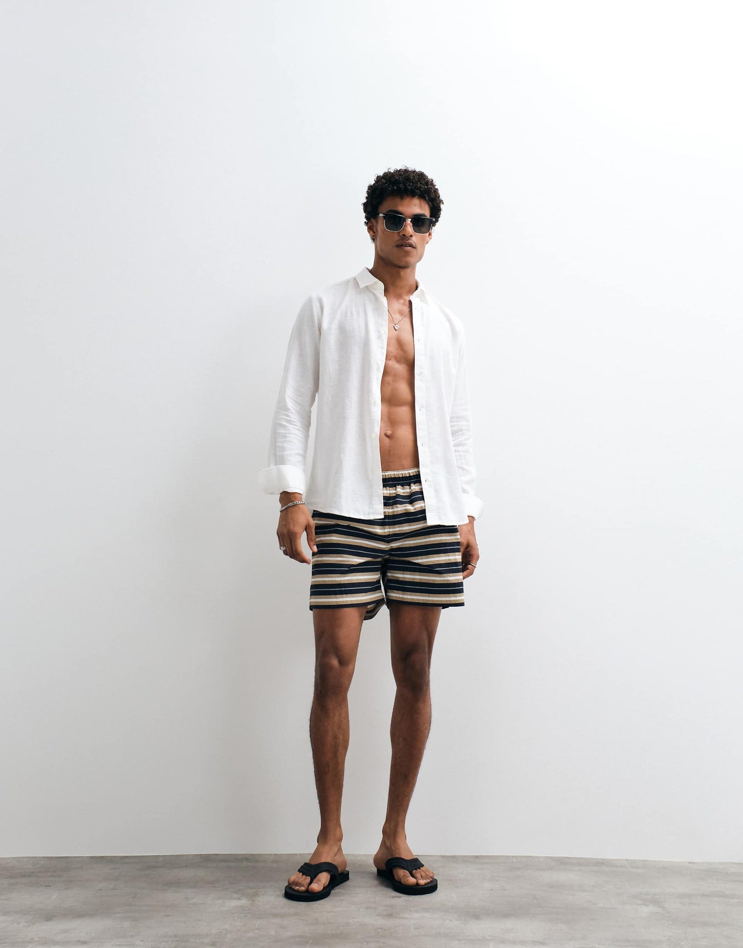 ONLY & SONS Original Men linen mix long sleeve shirt in White/