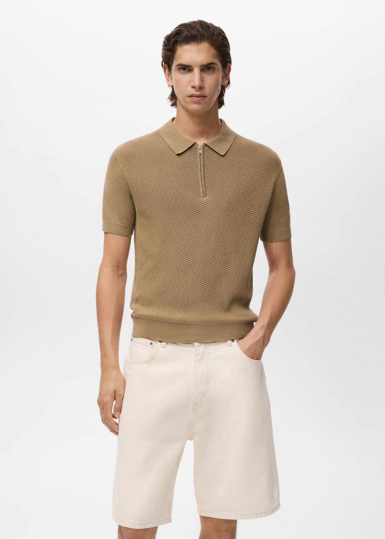 Mango Original Men RIBBED KNIT Polo-SHIRT 87037899