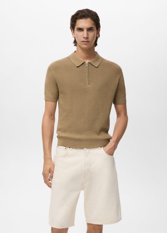 Mango Original Men RIBBED KNIT Polo-SHIRT 87037899