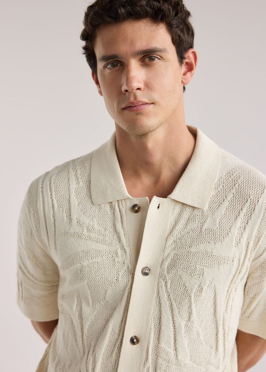 Mango Original Men RIBBED KNIT Polo-SHIRT