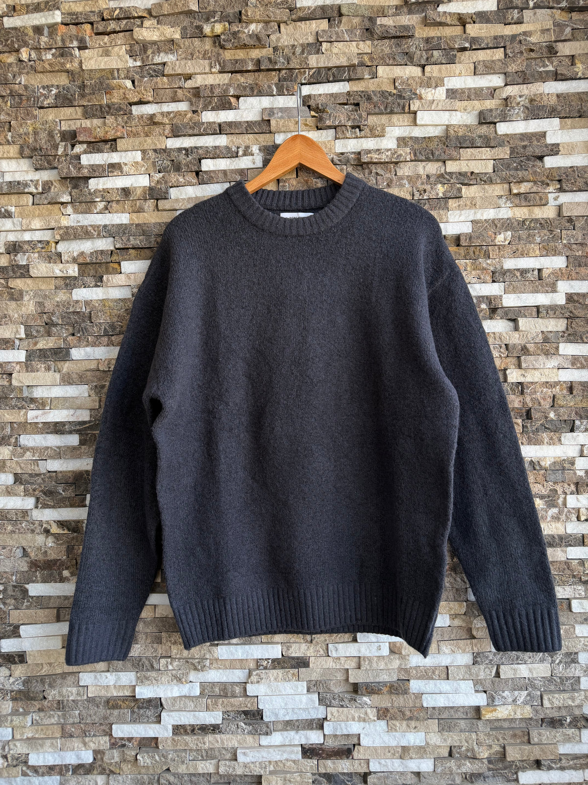 Jack & Jones Original Men fluffy crew neck sweater - Anthracite