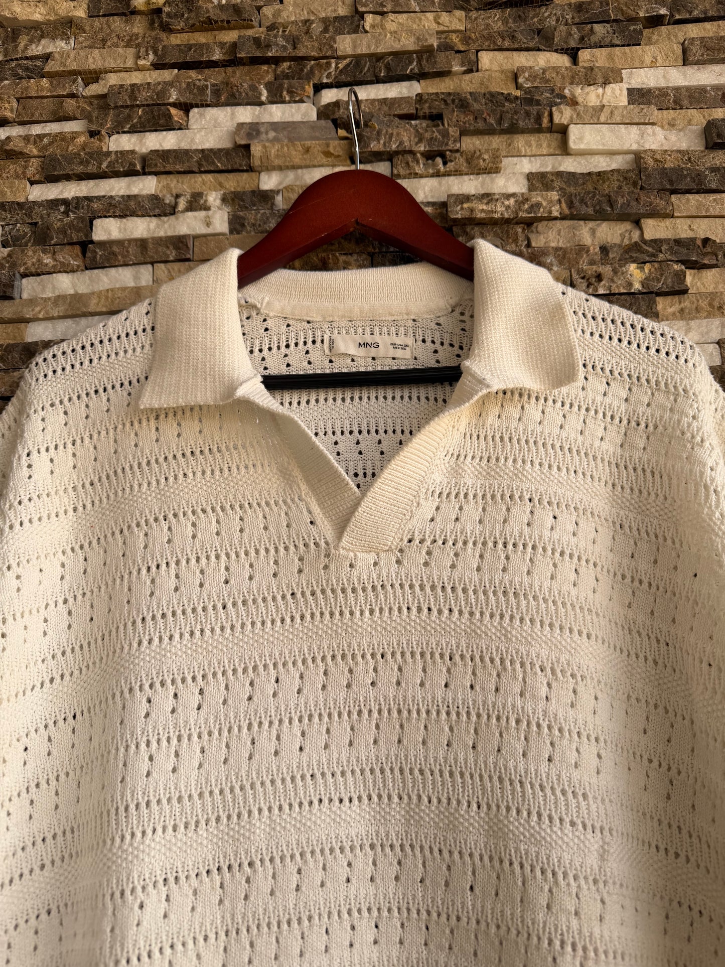 Mango Original Men RIBBED KNIT Polo-SHIRT Oversized