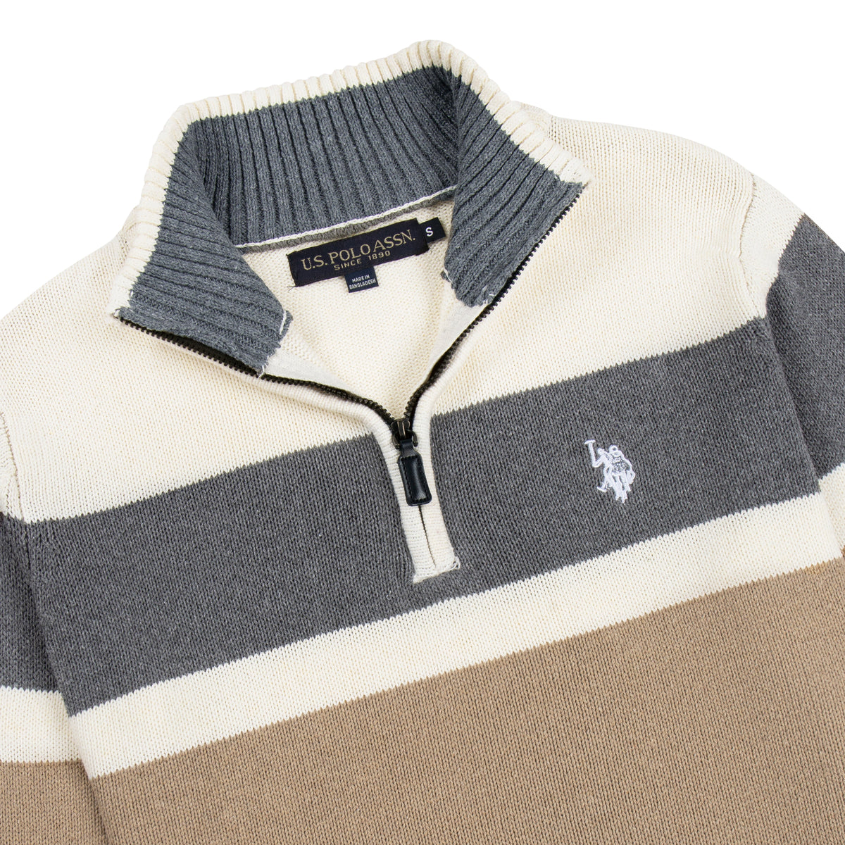 U.S. Polo Assn. Original Men Striped Half-Zip Knit Sweater