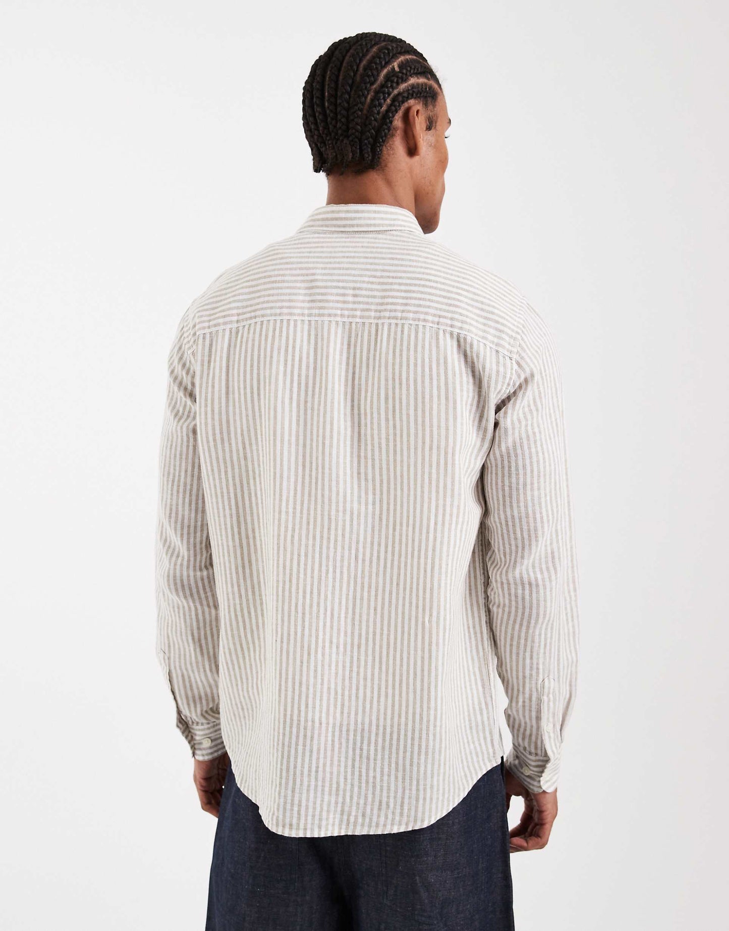 ONLY & SONS Original Men linen mix long sleeve shirt in Stripe Beige