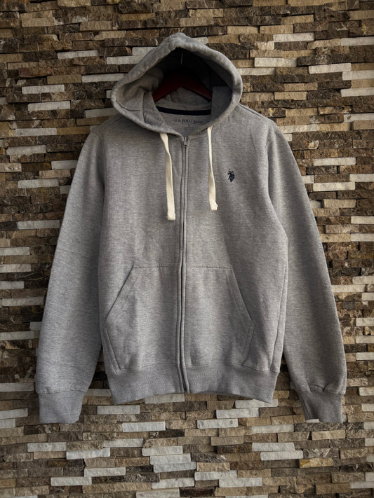 US Polo Assn Original Men Zip-Up Hoodie in Grey