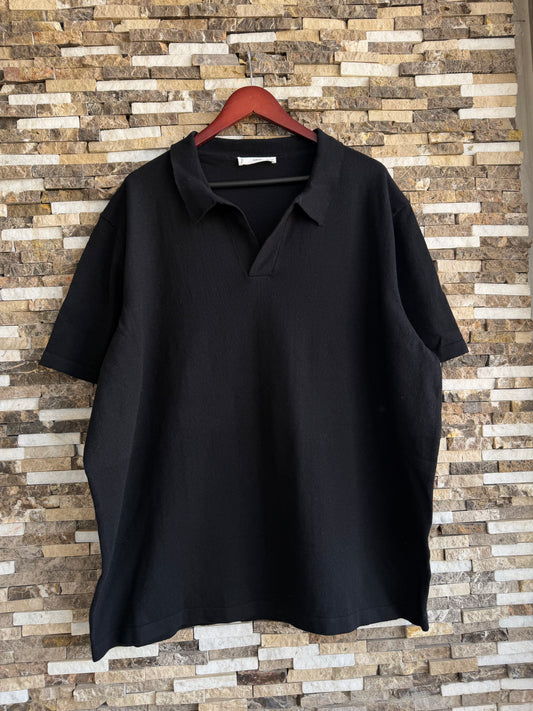 Mango Original Men RIBBED KNIT Polo-SHIRT in Black