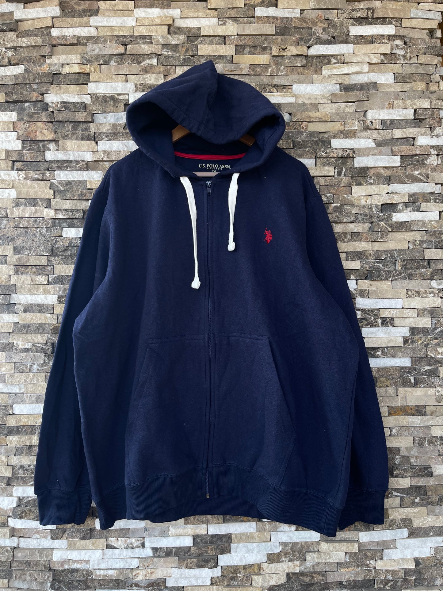 US Polo Assn Original Men Zip-Up Hoodie in Navy