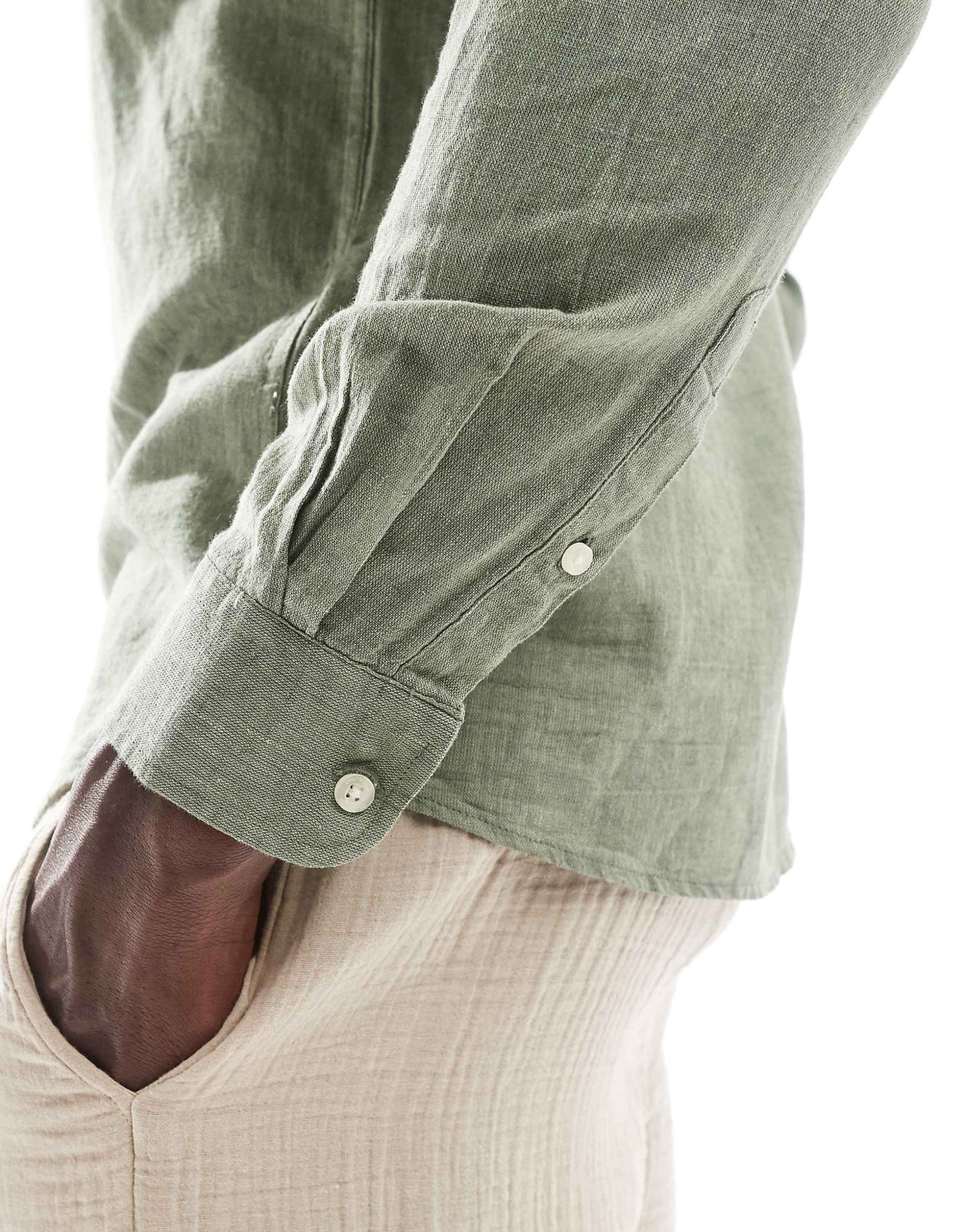 ONLY & SONS Original Men linen mix grandad collar shirt