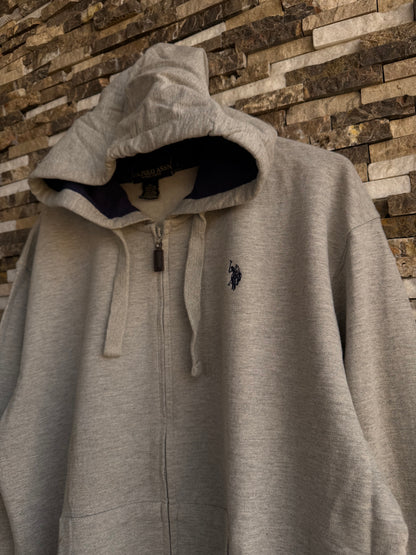 US Polo Assn Original Men Zip-Up Hoodie in Grey