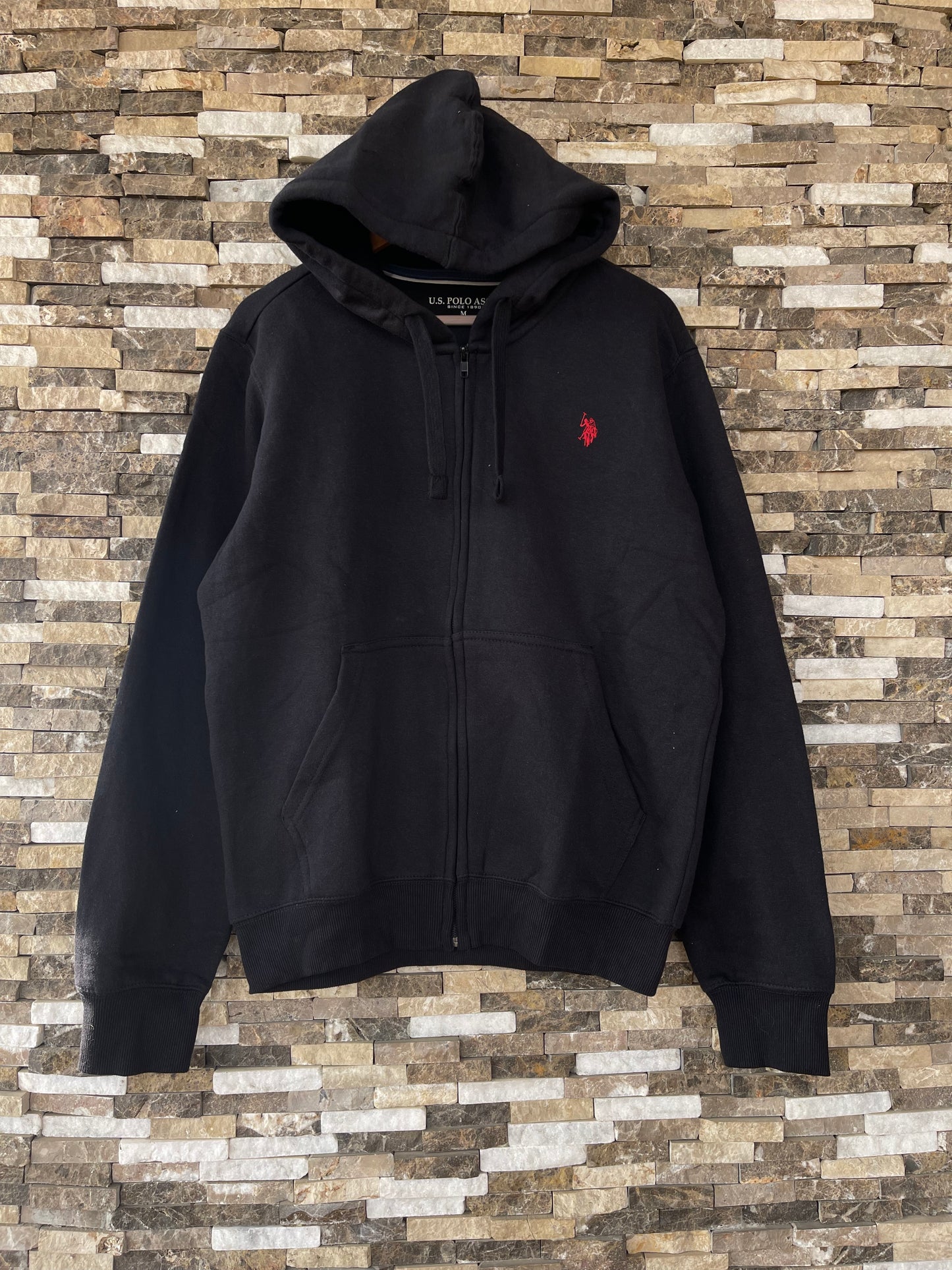 US Polo Assn Original Men Zip-Up Hoodie in Black