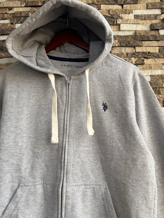 US Polo Assn Original Men Zip-Up Hoodie in Grey