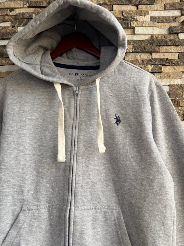 US Polo Assn Original Men Zip-Up Hoodie in Grey