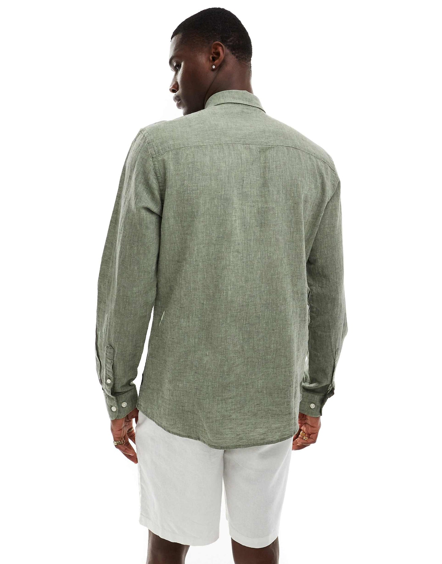 ONLY & SONS Original Men linen mix long sleeve shirt in green