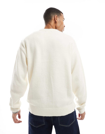 Jack & Jones Original Men fluffy crew neck sweater in Cream