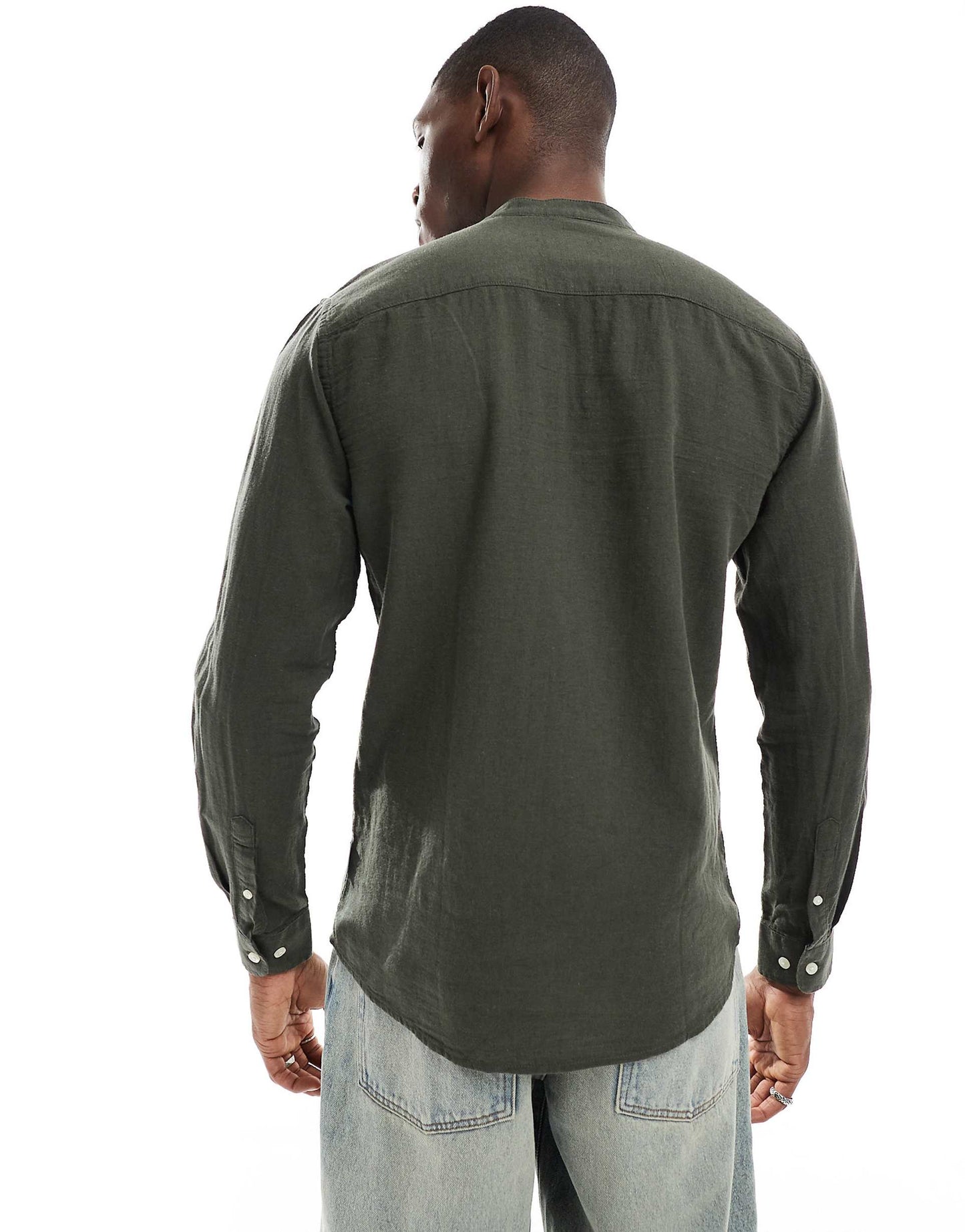 ONLY & SONS Original Men linen mix grandad collar shirt