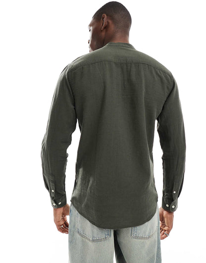 ONLY & SONS Original Men linen mix grandad collar shirt