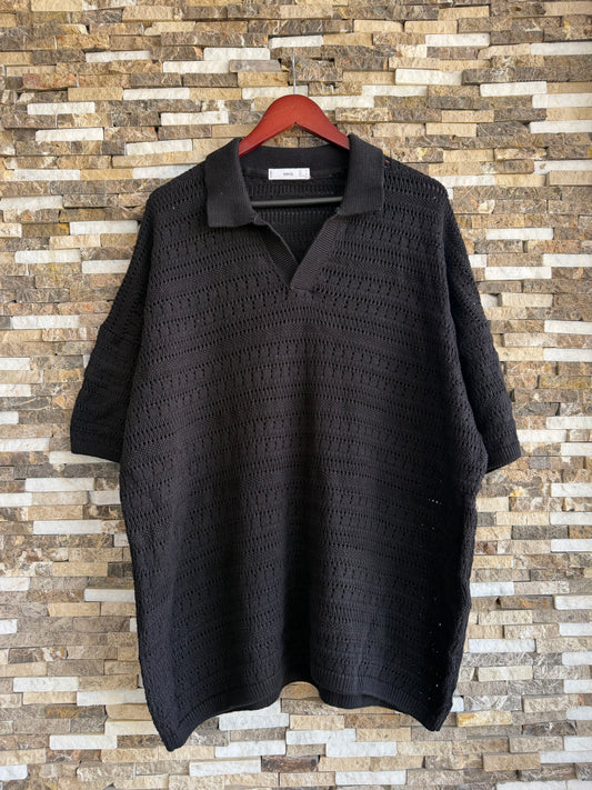 Mango Original Men RIBBED KNIT Polo-SHIRT Oversized