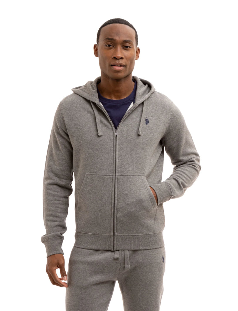 US Polo Assn Original Men Zip-Up Hoodie in Dark Grey