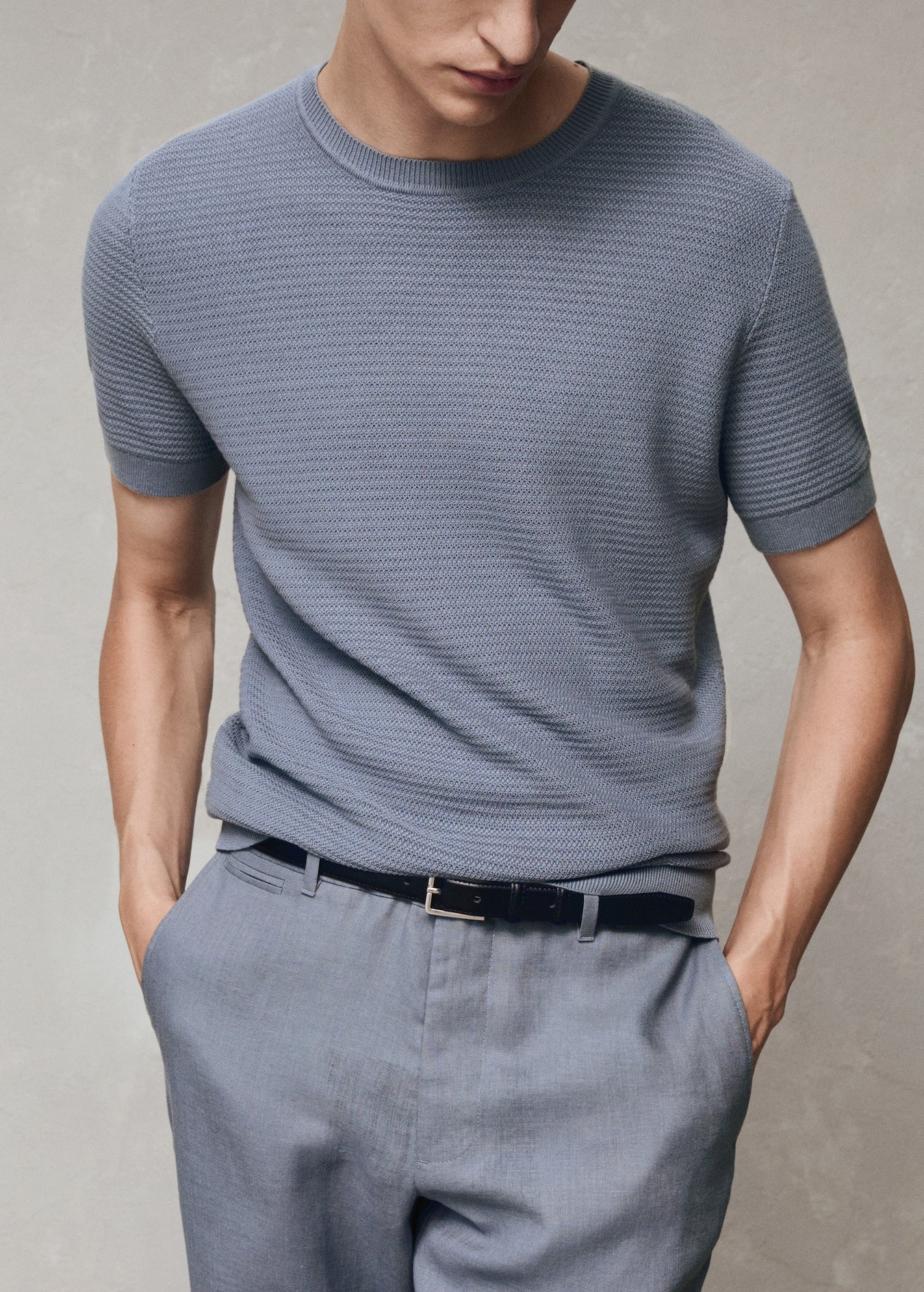 Mango Original Men RIBBED KNIT T-SHIRT 77032538