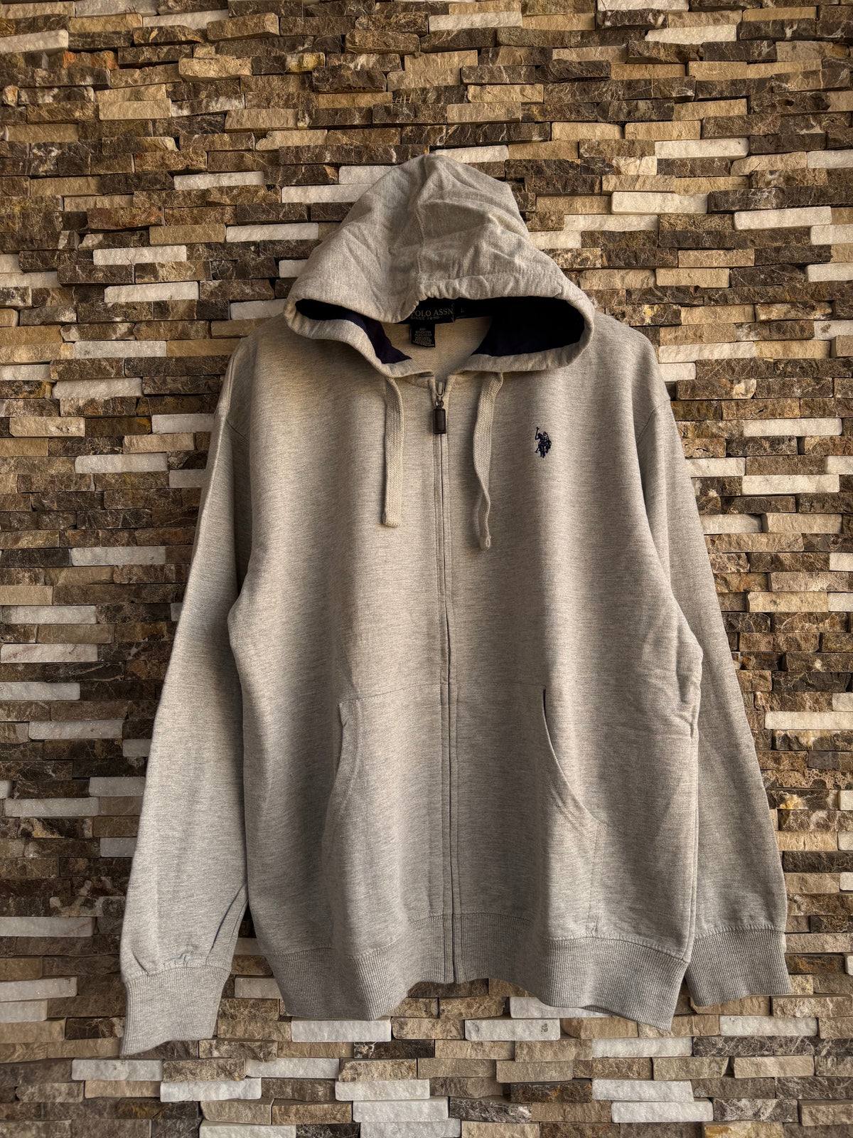 US Polo Assn Original Men Zip-Up Hoodie in Grey