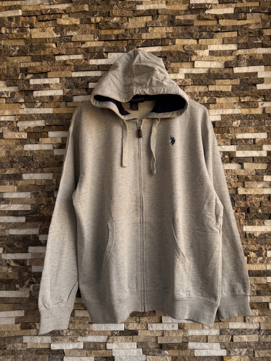 US Polo Assn Original Men Zip-Up Hoodie in Grey