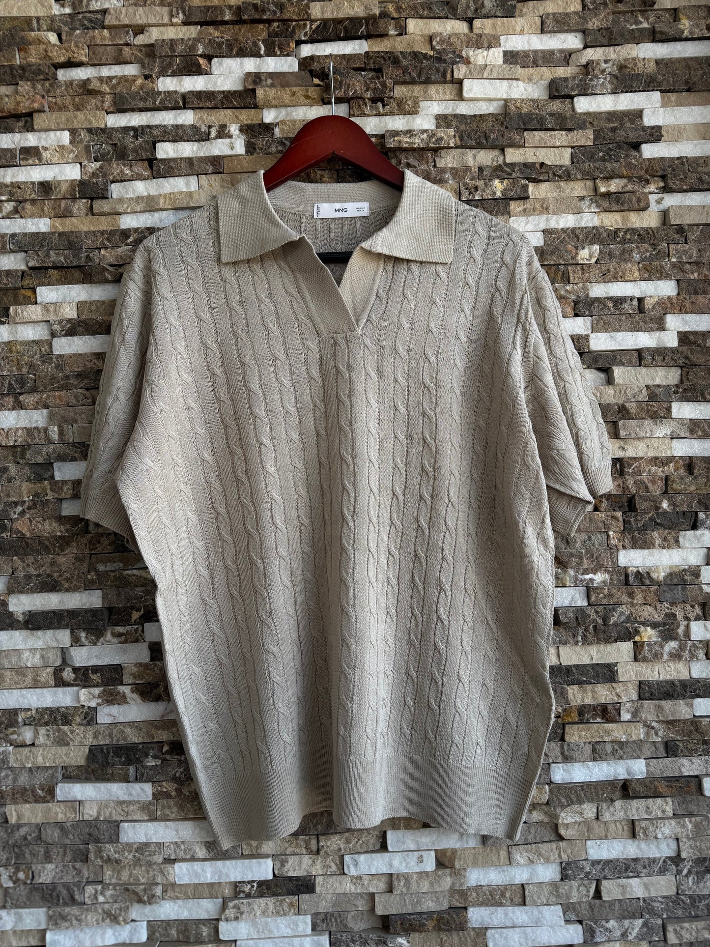 Mango Original Men RIBBED KNIT Polo-SHIRT Oversized