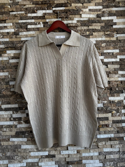 Mango Original Men RIBBED KNIT Polo-SHIRT Oversized