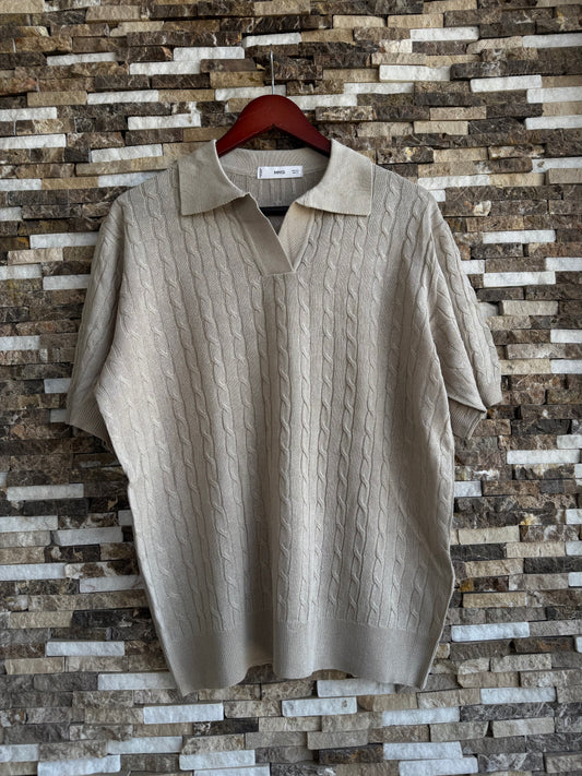 Mango Original Men RIBBED KNIT Polo-SHIRT Oversized